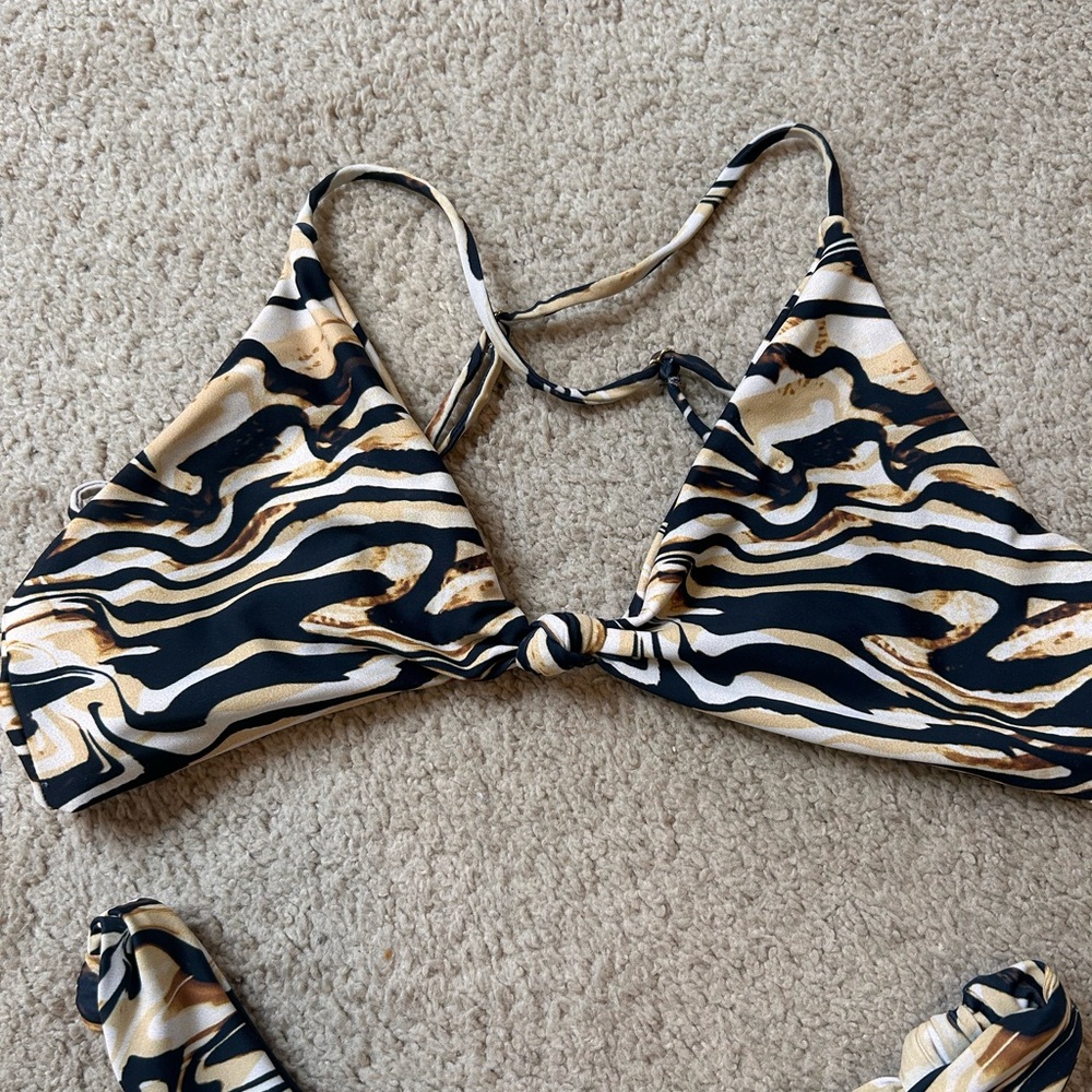 Skatie Zebra Print Bikini - Black and Tan - Picture 3 of 6